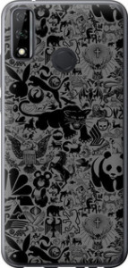 Чохол на Huawei P Smart 2020 Чорно-сірий стікер бомбінг 2432u-2060 (Сірий)