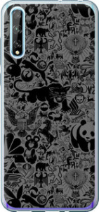 Чехол на Huawei P Smart S Чёрно-серый стикер бомбинг 2432u-1813 (Серый)