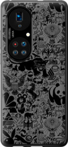 Чехол на Huawei P50 Чёрно-серый стикер бомбинг 2432u-2292 (Серый)