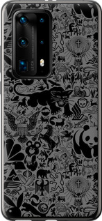 Чохол на Huawei P40 Pro Plus Чорно-сірий стікер бомбер 2432u-1917 (Сірий)
