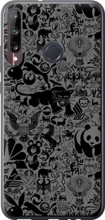 Чохол на Huawei P40 Lite E Чорно-сірий стікер бомбардування 2432t-1875 (Сірий)