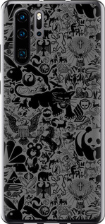Чехол на Huawei P30 Pro Чёрно-серый стикер бомбинг 2432t-1621 (Серый)