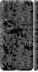 Чехол на Huawei P20 Pro Чёрно-серый стикер бомбинг 2432m-1470 (Серый)