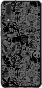 Чохол на Huawei P20 Чорно-сірий стикер бомбінг 2432u-1396 (Сірий)