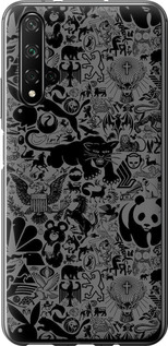 Чохол на Huawei Nova 5T Чорно-сірий стікер бомбінг 2432u-1833 (Сірий)