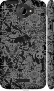 Чехол на HTC One X+ Чорнo-сірий стикер бомбінг 2432c-69 (Сірий)
