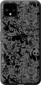 Чехол на Google Pixel 4 XL Чорно-сірий стікер бомбоїв 2432u-1754 (Сірий)
