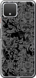 Чехол на Google Pixel 4 Чёрно-серый стикер бомбинг 2432u-1755 (Серый)