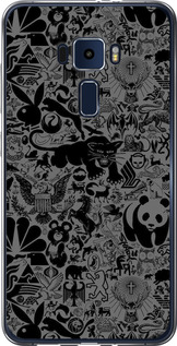 Чехол на Asus Zenfone 3 ZE552KL Чёрно-серый стикер бомбинг 2432u-448 (Серый)