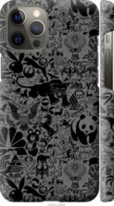 Чехол на iPhone 12 Pro Max Чёрно-серый стикер бомбинг 2432m-2054 (Серый)