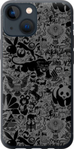 Чохол на iPhone 13 Mini Чорно-сірий стікер бомінг 2432t-2373 (Сірий)