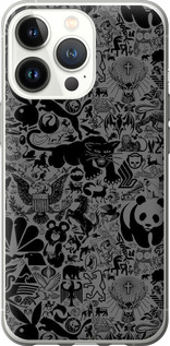 Чехол на iPhone 13 Pro Чёрно-серый стикер бомбинг 2432t-2372 (Серый)