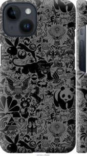 Чохол на iPhone 14 Чорно-сірий стикер бомбінг 2432m-2648 (Сірий)