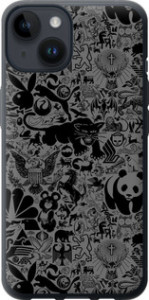 Чехол на iPhone 14 Чёрно-серый стикер бомбинг 2432u-2648 (Серый)