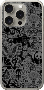 Чохол на iPhone 15 Pro Чорнo-сірий стикер бомбинґ 2432u-3096 (Сірий)