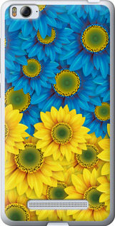 Чехол на Xiaomi Mi4i Жёлто-голубые цветы 1048t-177 (Желтый)