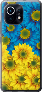Чехол на Xiaomi Mi 11 Жёлто-голубые цветы 1048t-2253 (Желтый)