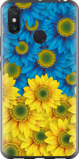 Чехол на Xiaomi Mi Max 3 Жёлто-голубые цветы 1048t-1534 (Желтый)