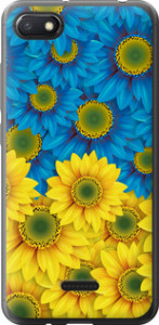 Чехол на Xiaomi Redmi 6A Жовто-блакитні квіти 1048u-1531 (Жовтий)