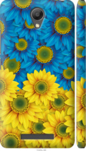 Чехол на Xiaomi Redmi Note 2 Жёлто-голубые цветы 1048m-96 (Желтый) для Xiaomi Redmi Note 2