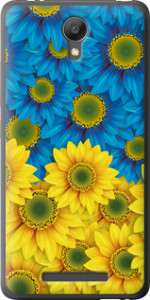 Чехол на Xiaomi Redmi Note 2 Жёлто-голубые цветы 1048t-96 (Желтый) для Xiaomi Redmi Note 2