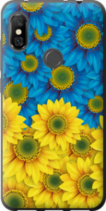 Чехол на Xiaomi Redmi Note 6 Pro Жовто-блакитні квіти 1048t-1551 (Жовтий)