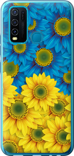 Чохол на Vivo Y30 Жовто-блакитні квіти 1048u-2154 (Жовтий)