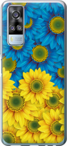Чехол на Vivo Y51 2020 Жовто-блакитні квіти 1048u-2241 (Жовтий)