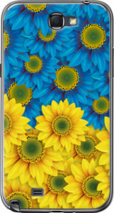 Чехол на Samsung Galaxy Note 2 N7100 Жёлто-голубые цветы 1048u-17 (Желтый)
