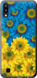 Чехол на Samsung Galaxy M10 Жёлто-голубые цветы 1048t-1661 (Желтый)