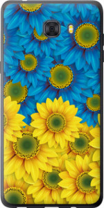 Чехол на Samsung Galaxy C9 Pro Жёлто-голубые цветы 1048u-720 (Желтый)