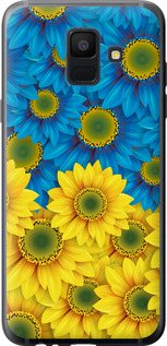 Чехол на Samsung Galaxy A6 2018 Жёлто-голубые цветы 1048t-1480 (Желтый)