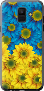 Чехол на Samsung Galaxy A6 2018 Жёлто-голубые цветы 1048t-1480 (Желтый)