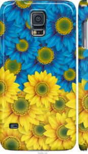 Чехол на Samsung Galaxy S5 Duos SM G900FD Жёлто-голубые цветы 1048m-62 (Желтый)