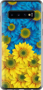 Чохол на Samsung Galaxy S10 Жовто-блакитні квіти 1048u-1640 (Жовтий)