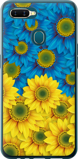 Чехол на Oppo A5S Жёлто-голубые цветы 1048u-1892 (Желтый)
