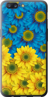 Чехол на OnePlus 5 Жёлто-голубые цветы 1048u-969 (Желтый)