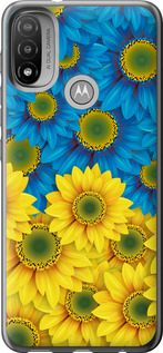 Чехол на Motorola E20 Жёлто-голубые цветы 1048u-2509 (Желтый)