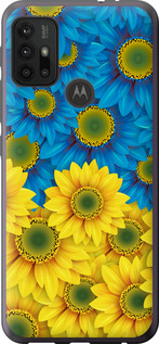 Чехол на Motorola Moto G10 Жёлто-голубые цветы 1048u-2319 (Желтый)