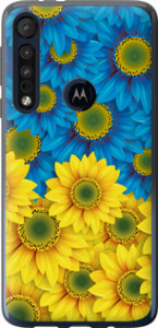 Чохол на Motorola One Macro Жовто-блакитні квіти 1048u-1812 (Жовтий)
