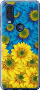 Чехол на Motorola One Vision Жовто-блакитні квіти 1048u-1782 (Жовтий)