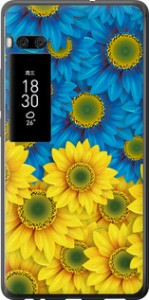 Чехол на Meizu Pro 7 Plus Жёлто-голубые цветы 1048u-1131 (Желтый)