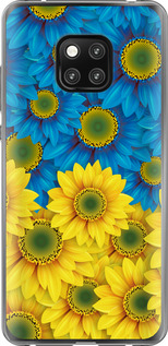 Чехол на Huawei Mate 20 Pro Жёлто-голубые цветы 1048t-1567 (Желтый)