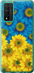 Чехол на Huawei Honor 10X Lite Жёлто-голубые цветы 1048u-2198 (Желтый)