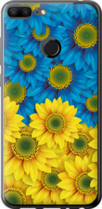 Чехол на Huawei Honor 9 Lite Жёлто-голубые цветы 1048t-1359 (Желтый)