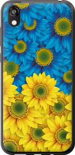 Чехол на Huawei Honor 8S Жёлто-голубые цветы 1048t-1679 (Желтый)