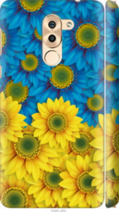 Чехол на Huawei Honor 6X Жёлто-голубые цветы 1048m-460 (Желтый) для Huawei Honor 6X