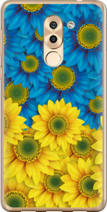 Чехол на Huawei Honor 6X Жёлто-голубые цветы 1048u-460 (Желтый) для Huawei Honor 6X