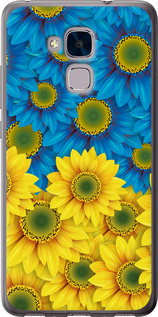 Чехол на Huawei Honor 5C Жёлто-голубые цветы 1048t-356 (Желтый)