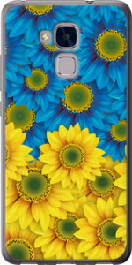 Чехол на Huawei Honor 5C Жёлто-голубые цветы 1048t-356 (Желтый) для Huawei Honor 5C